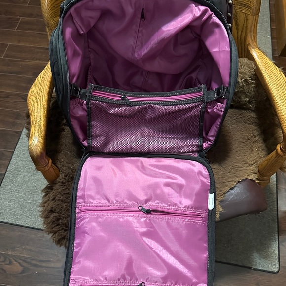 DELSEY Paris Rolling Laptop Tote Weekender Bag Quilted black Carry On Underseat - Picture 8 of 11